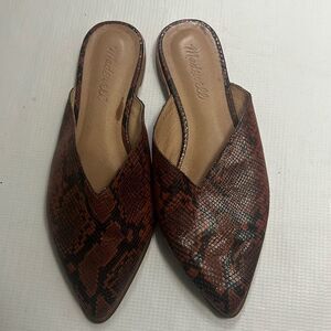 MADEWELL THE EMILIA SNAKE EMBOSSED LEATHER‎  MULE SIZE 7 1/2
